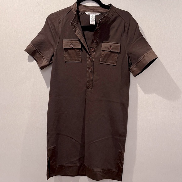 EUC Diane VonFurstenberg brown safari-like midi dress, sz 8. Cute for fall!! - Picture 1 of 8